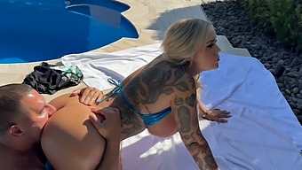 Beautiful Blonde With Big Natural Tits, Kali Roses Has A Poolside Encounter With A Tattooed Ass.