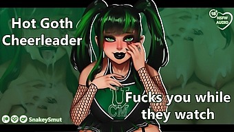 Goth Cheerleader Gives A Blowjob And Gets Fucked In Front Of A Group