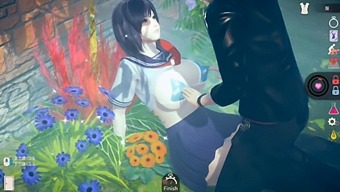Beautiful Brunette With Huge Breasts In A Seductive 3d Hentai Game