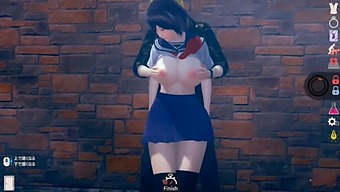 Beautiful Brunette With Huge Breasts In A Seductive 3d Hentai Game